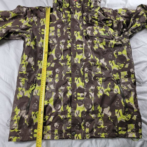 Quiksilver Mens Medium Green Winter Ski Jacket Multi Face All Over Print Vented - Picture 13 of 14